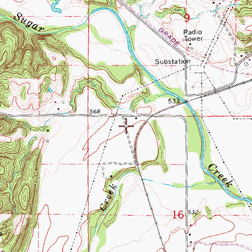 Topographic Map of Jeffersonville (historical), IA