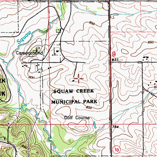 Topographic Map of Squaw Creek Municipal Golf Course, IA