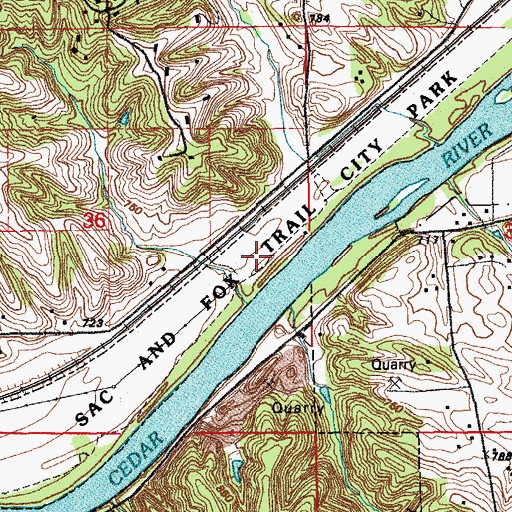 Topographic Map of Sac and Fox Trail City Park, IA