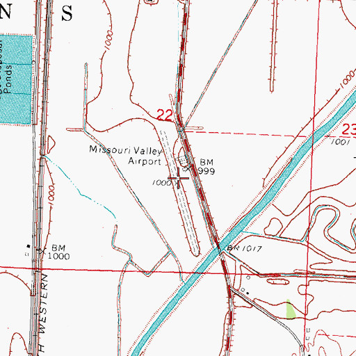 Topographic Map of Missouri Valley Airport, IA