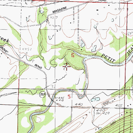 Topographic Map of Booneville Creek, AR