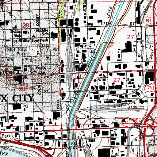 Topographic Map of City of Sioux City, IA