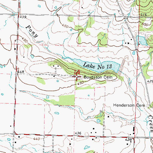 Topographic Map of Boydston Cemetery, AR