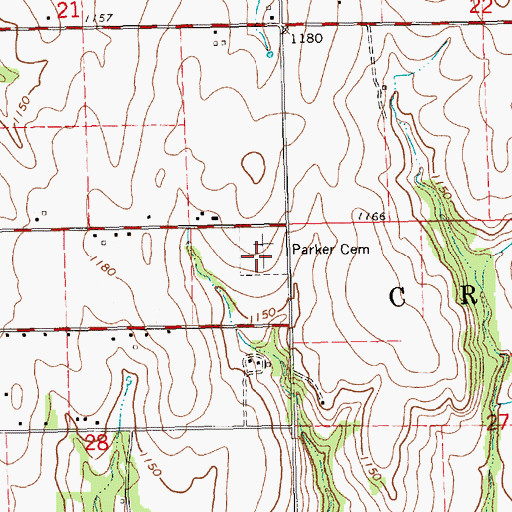 Topographic Map of Parker Cemetery, KS