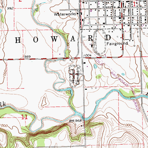 Topographic Map of Grace Lawn Cemetery, KS