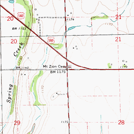 Topographic Map of Mount Zion Cemetery, KS