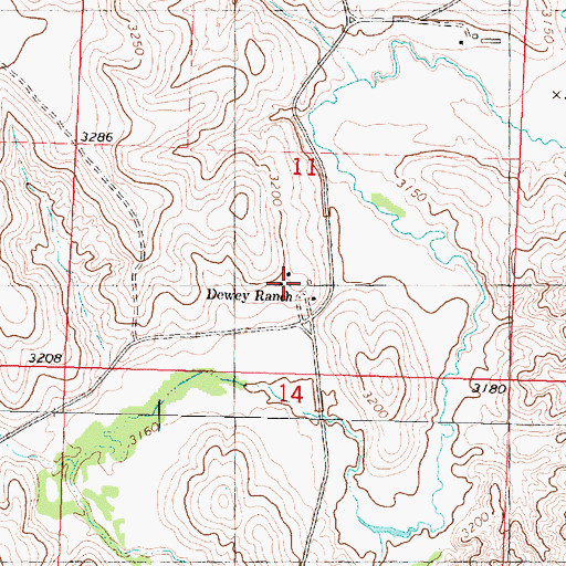 Topographic Map of Dewey Ranch, KS