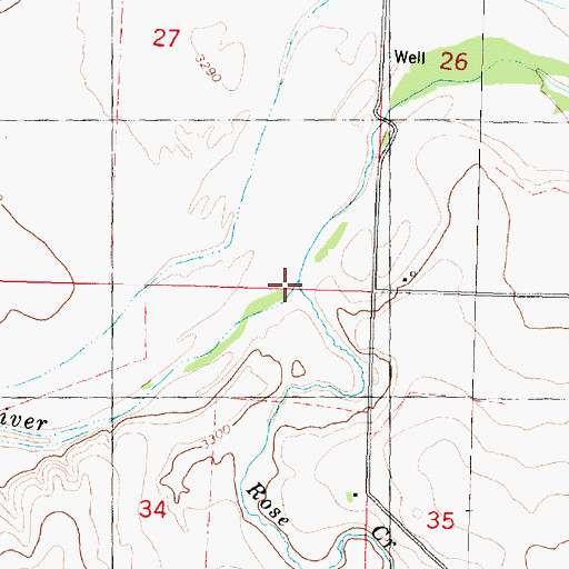 Topographic Map of Rose Creek, KS