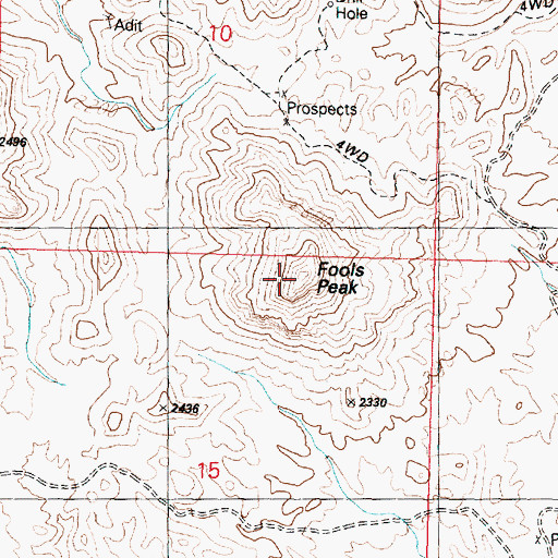 Topographic Map of Fools Peak, AZ
