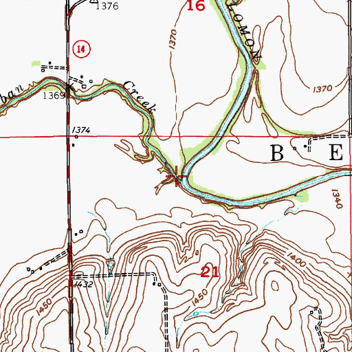 Topographic Map of Leban Creek, KS