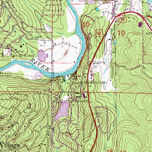 Topographic Map of Camp Miramichee, AR