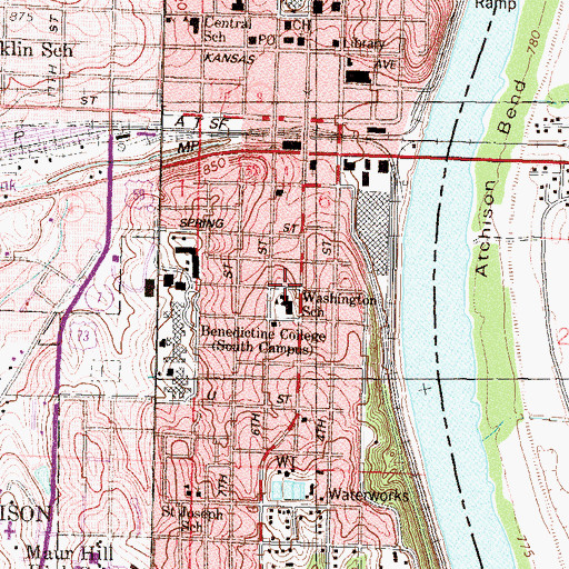 Topographic Map of Washington School (historical), KS