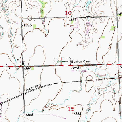 Topographic Map of Benton Cemetery, KS