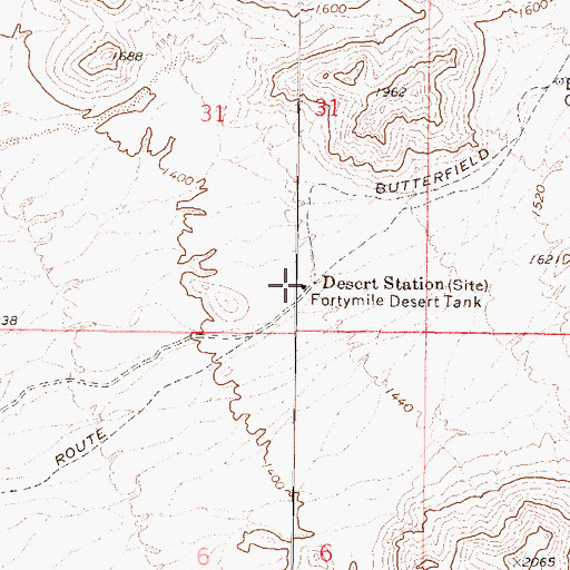 Topographic Map of Fortymile Desert Tank, AZ