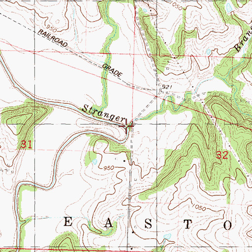 Topographic Map of Branch Creek, KS