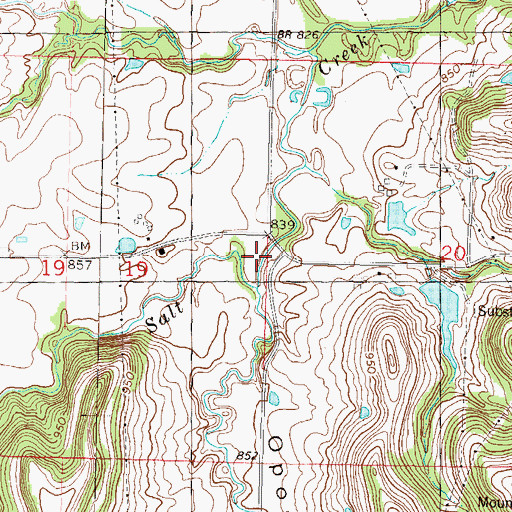 Topographic Map of Opossum Hollow, KS