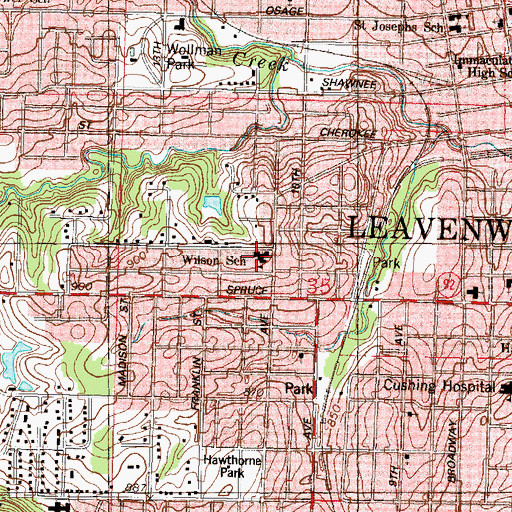 Topographic Map of Howard Wilson Elementary School, KS