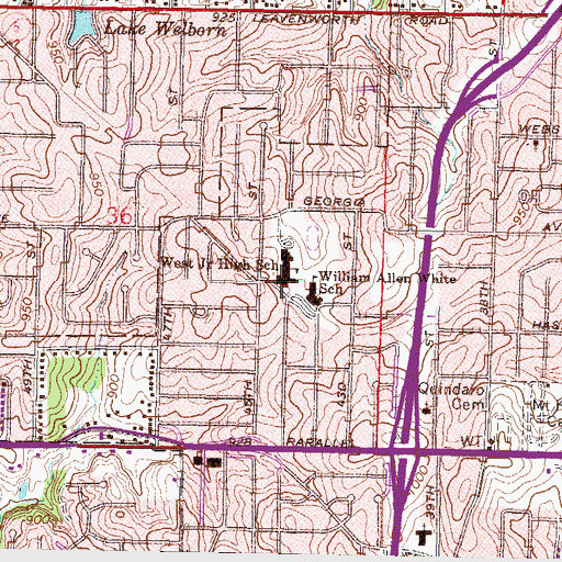 Topographic Map of West Middle School, KS