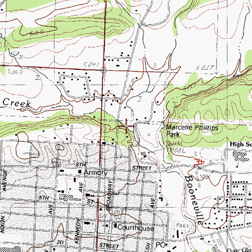 Topographic Map of Coal Creek, AR