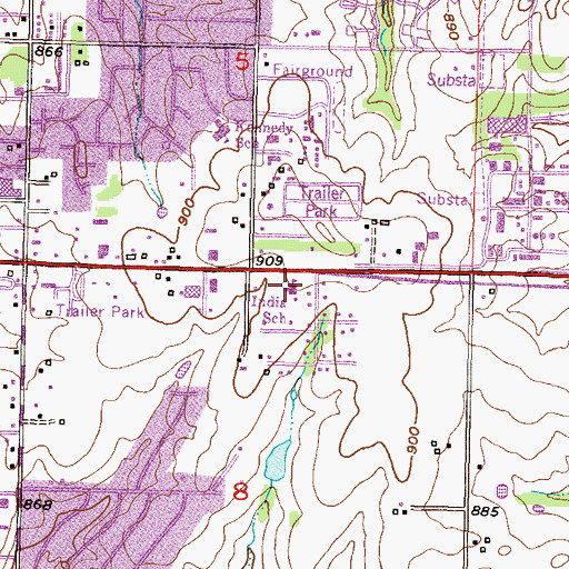 Topographic Map of India-Kaw Valley Elementary School (historical), KS