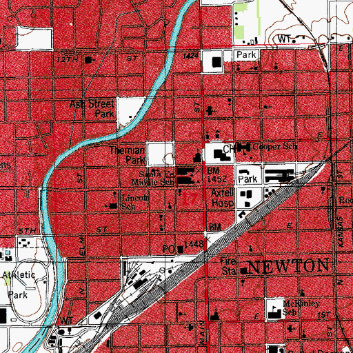 Topographic Map of Santa Fe Middle School, KS