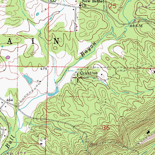 Topographic Map of Crabtree Cemetery, AR