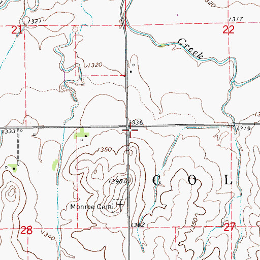 Topographic Map of Monroe (historical), KS