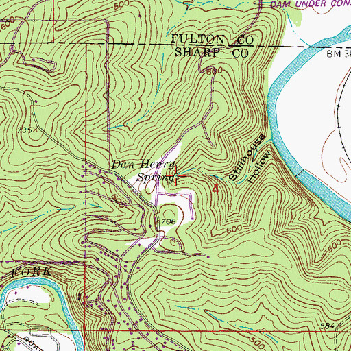 Topographic Map of Dan Henry Spring, AR