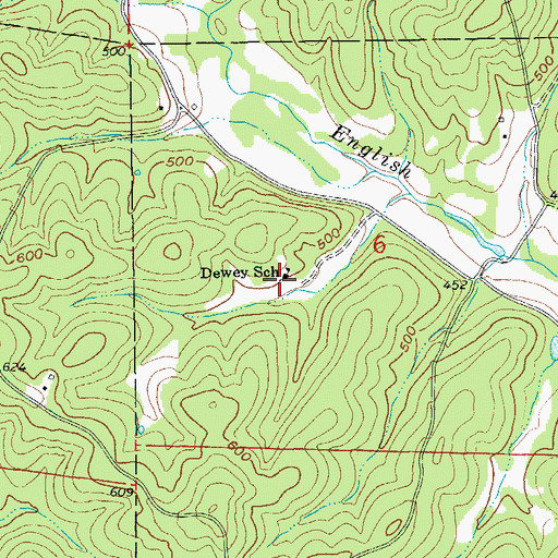 Topographic Map of Dewey School, AR