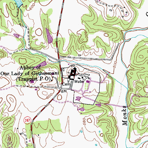 Topographic Map of Abbey of Our Lady of Gethsemani, KY