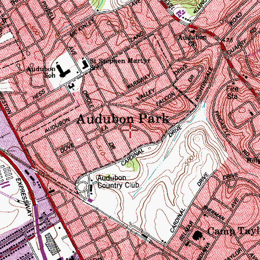 Topographic Map of Audubon Park, KY