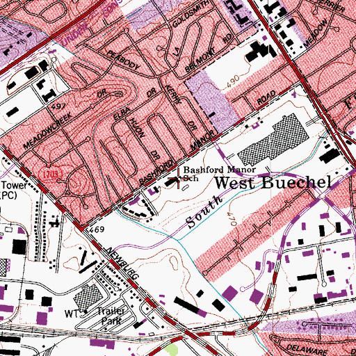 Topographic Map of Bashford Manor School, KY
