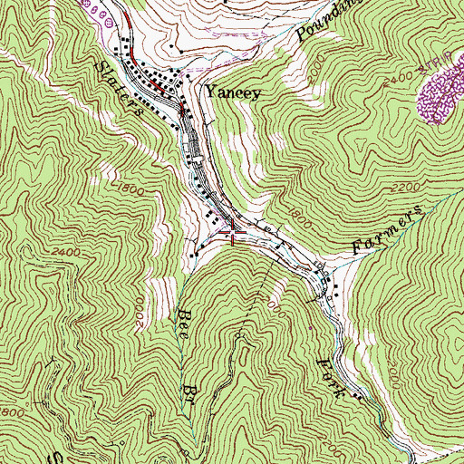 Topographic Map of Bee Branch, KY