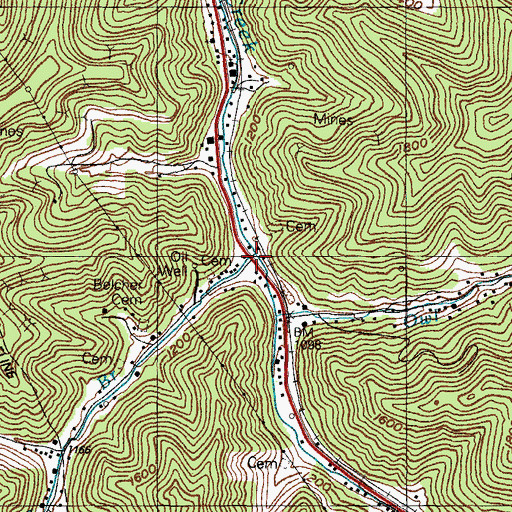 Topographic Map of Blaze Branch, KY