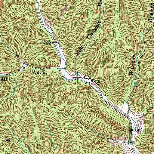 Topographic Map of Boat Gunwale Branch, KY