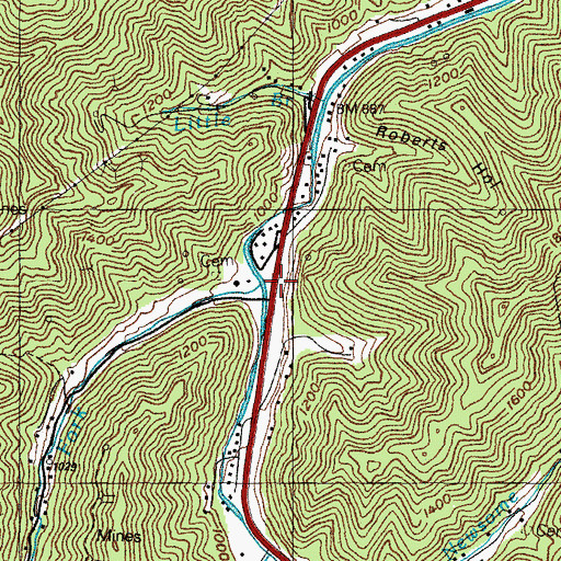 Topographic Map of Booker Fork, KY