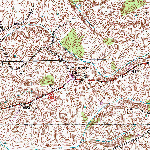 Topographic Map of Bruners Chapel, KY