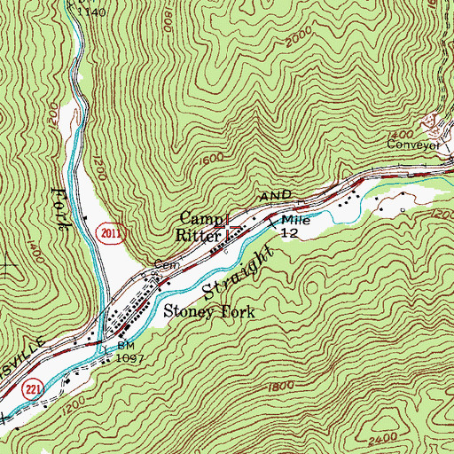 Topographic Map of Camp Ritter, KY