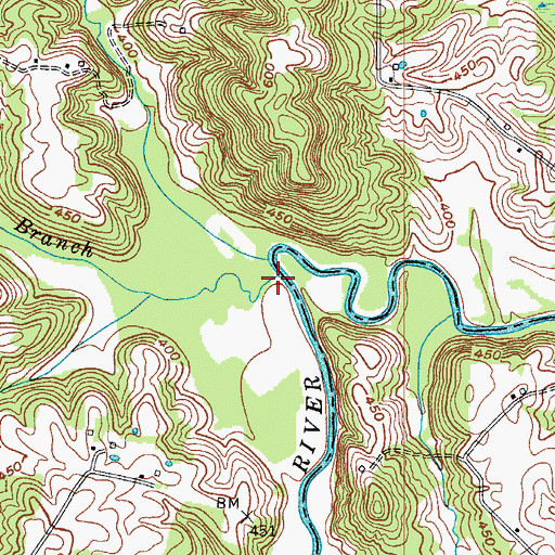 Topographic Map of Canfield Branch, KY