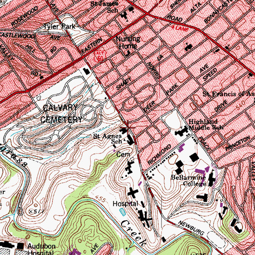 Topographic Map of Carmelite Convent, KY