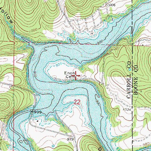 Topographic Map of Enon Cemetery, AR