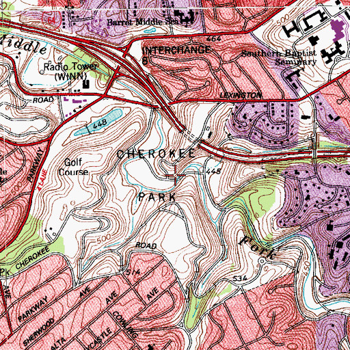 Topographic Map of Cherokee Park, KY