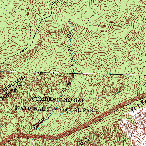 Topographic Map of Cumberland Gap National Historical Park, VA
