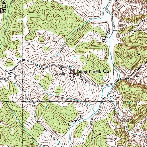 Topographic Map of Deep Creek Baptist Church, KY