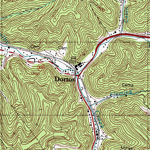 Topographic Map of Dorton, KY