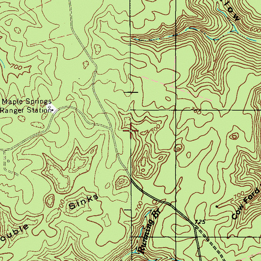 Topographic Map of Double Sinks, KY