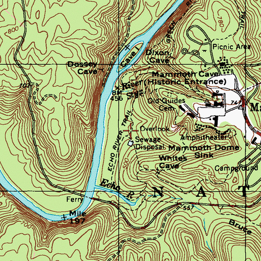 Topographic Map of Echo River Spring Trail, KY