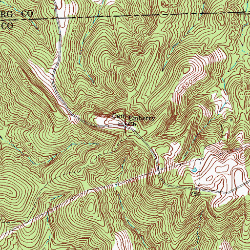 Topographic Map of Emberry Church, KY
