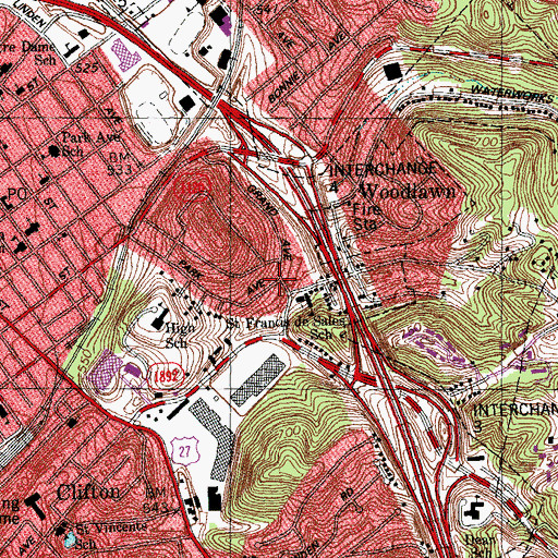 Topographic Map of Fourteenth District School (historical), KY