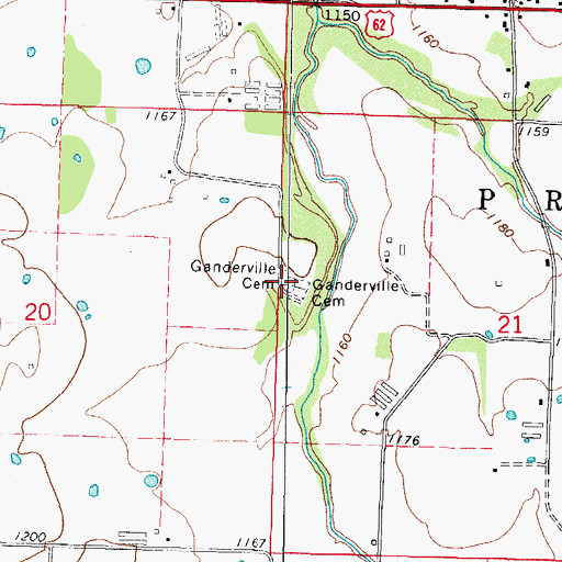 Topographic Map of Ganderville Cemetery, AR
